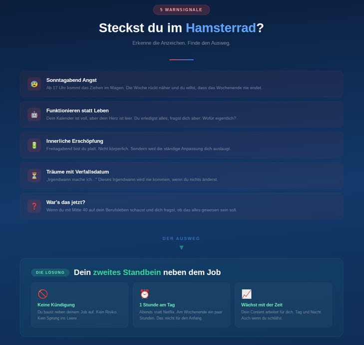 Raus aus dem Hamsterrad mit Affiliate Marketing, Vorteile für Angestellte