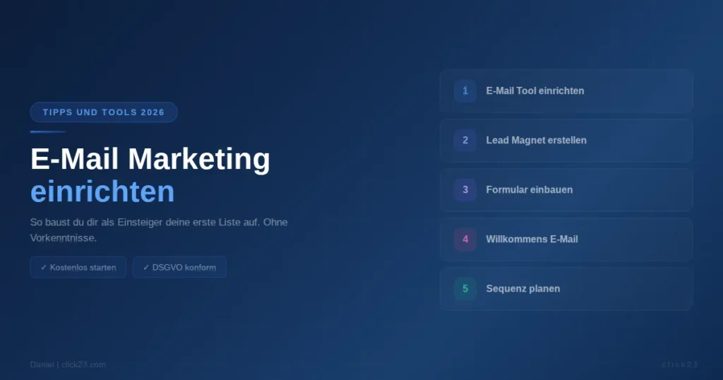 E-Mail Marketing einrichten, Schritt für Schritt Anleitung für Einsteiger 2026