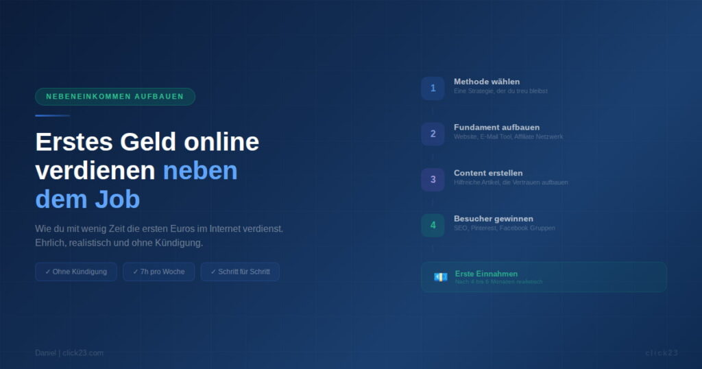 Erstes Geld online verdienen neben dem Job, realistischer Fahrplan für Angestellte 2026