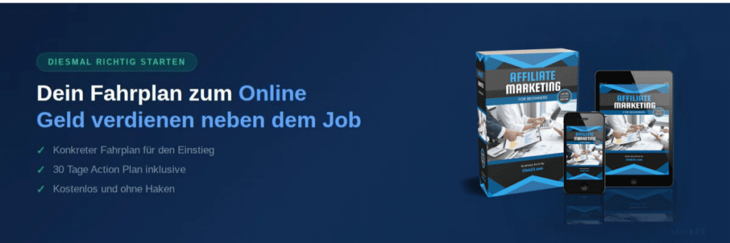 Kostenloser Affiliate Marketing Masterplan, online Geld verdienen neben dem Job richtig starten