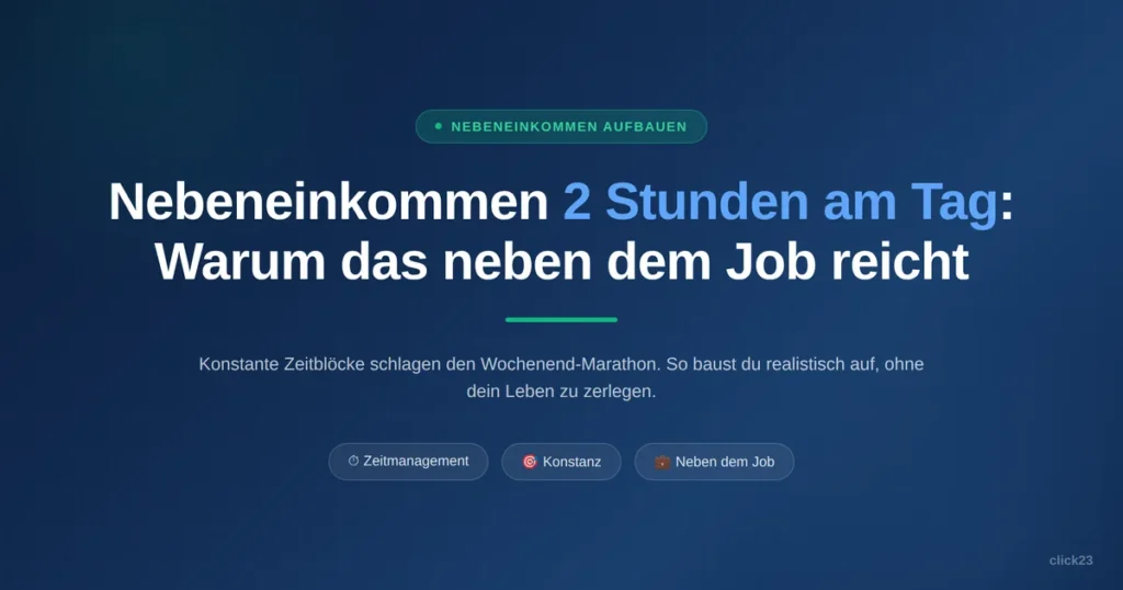 Nebeneinkommen 2 Stunden am Tag, Zeitmanagement und Konstanz für frustrierte Angestellte