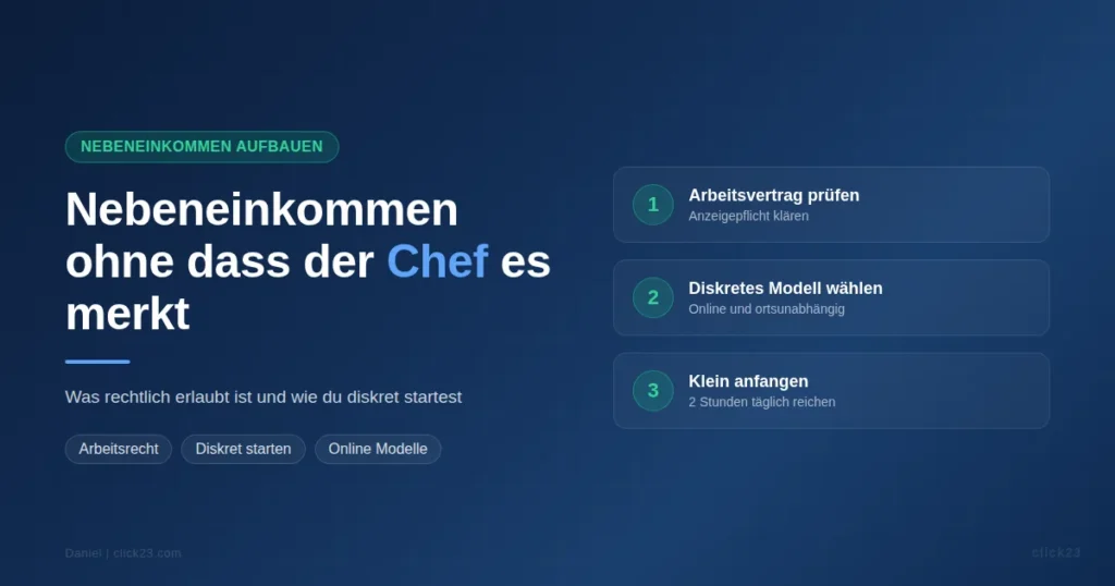 Nebeneinkommen ohne dass der Chef es merkt, ruhiger Aufbau neben dem Hauptjob