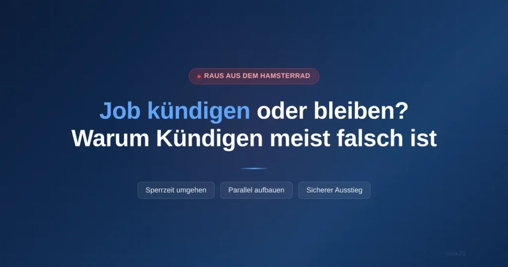 Job kündigen oder bleiben, warum Kündigen meist die falsche Lösung ist und wie ein paralleler Aufbau funktioniert