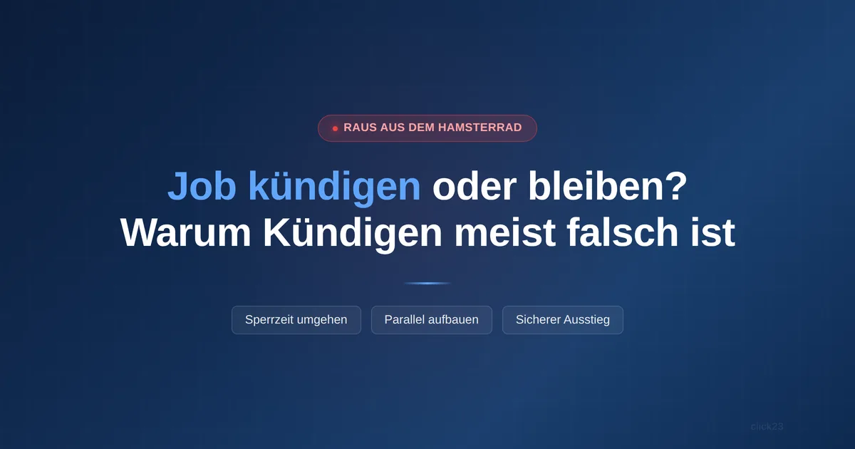 Job kündigen oder bleiben, warum Kündigen meist die falsche Lösung ist und wie ein paralleler Aufbau funktioniert