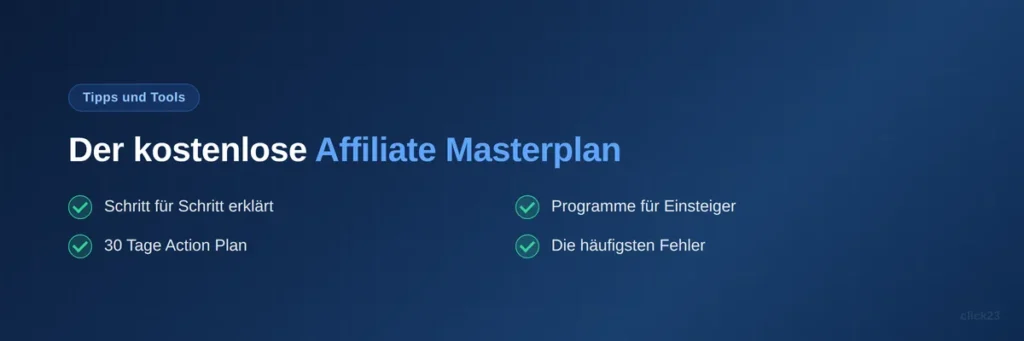 Kostenloser Affiliate Marketing Masterplan, passend zum Thema Canva Affiliate Marketing