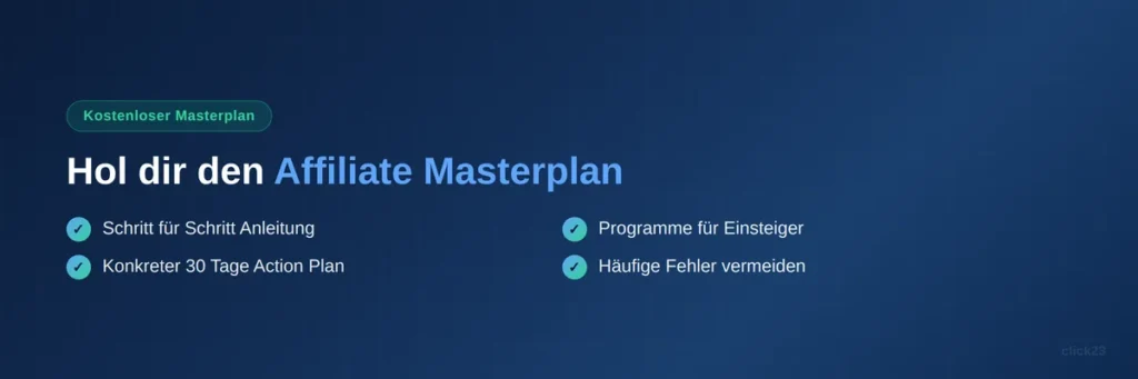 Kostenloser Affiliate Marketing Masterplan, passives Einkommen aufbauen Schritt für Schritt